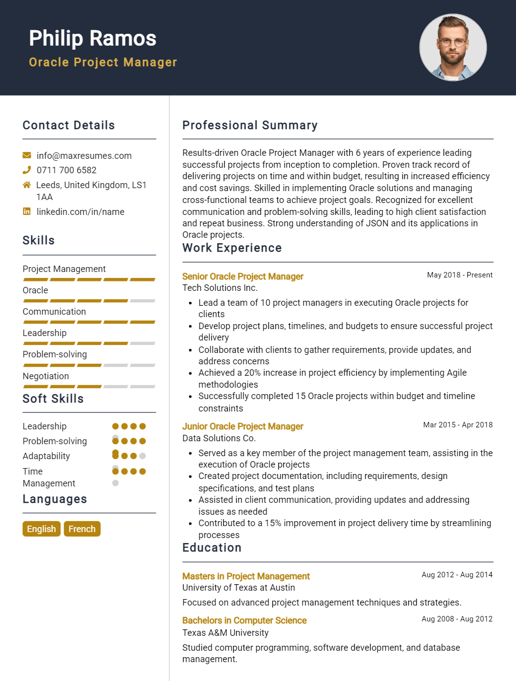 oracle-project-manager-resume-sample