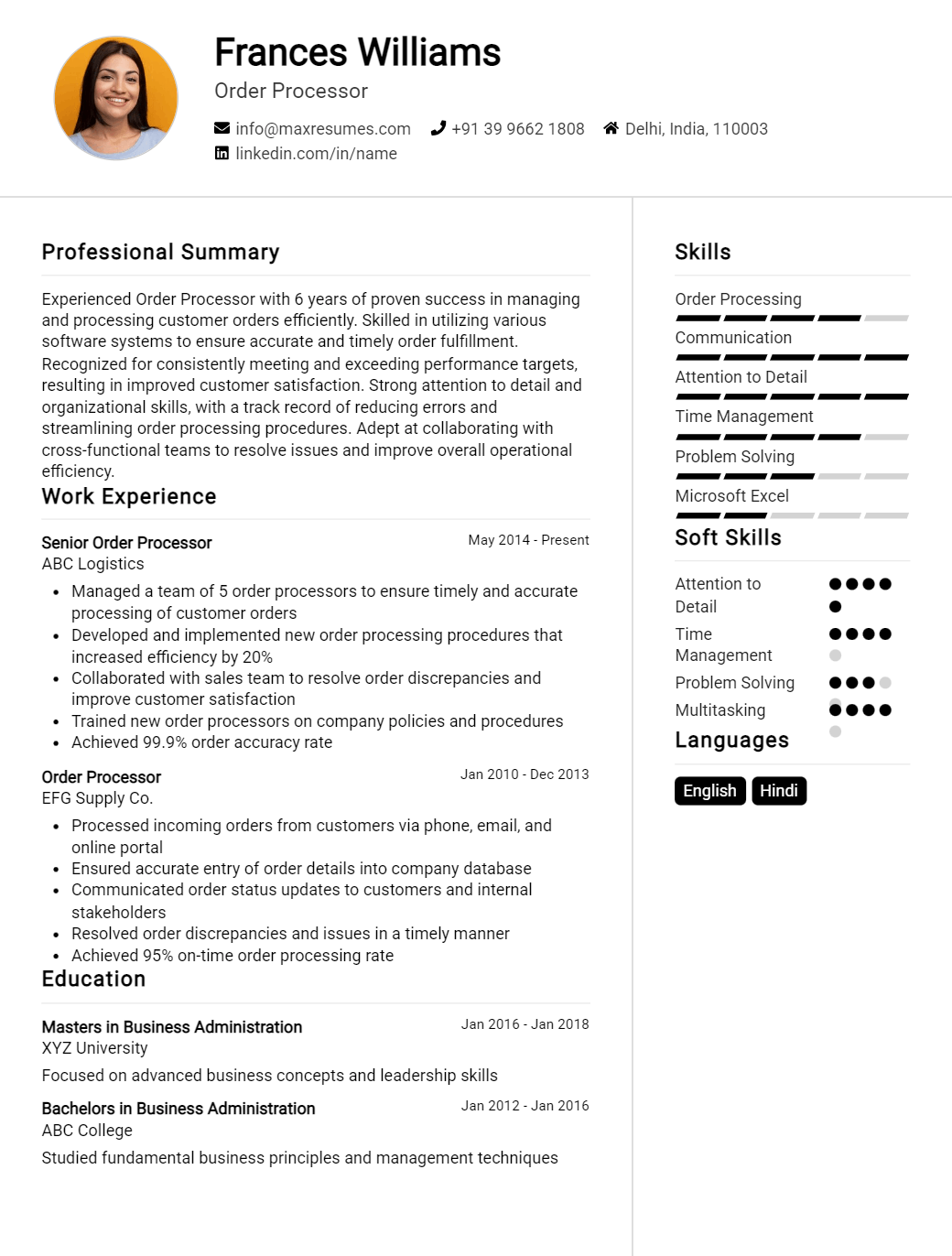 order-processor-resume-sample