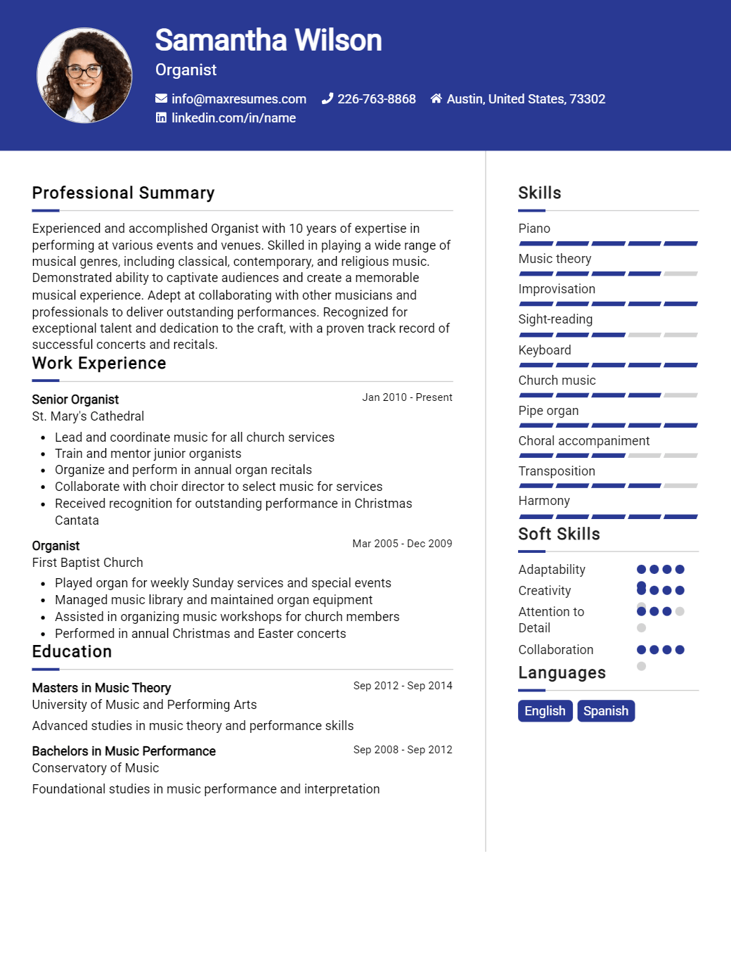 organist-resume-sample