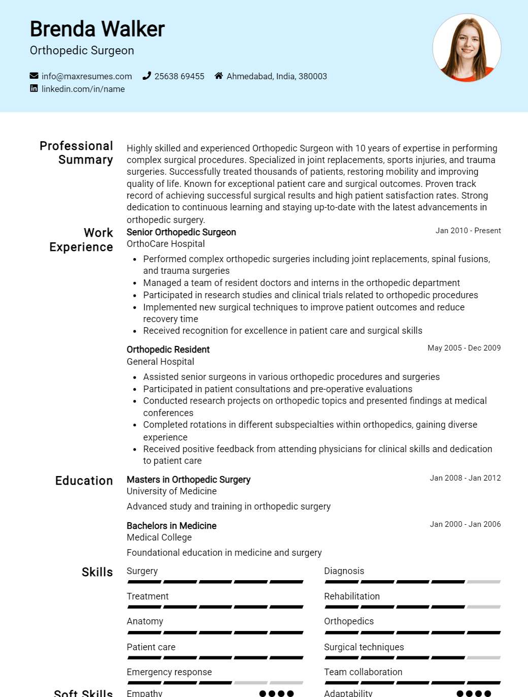 orthopedic-surgeon-resume-sample