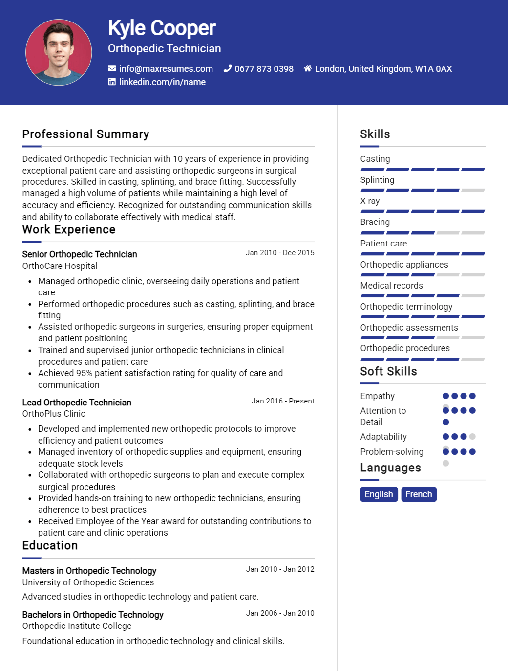 orthopedic-technician-resume-sample