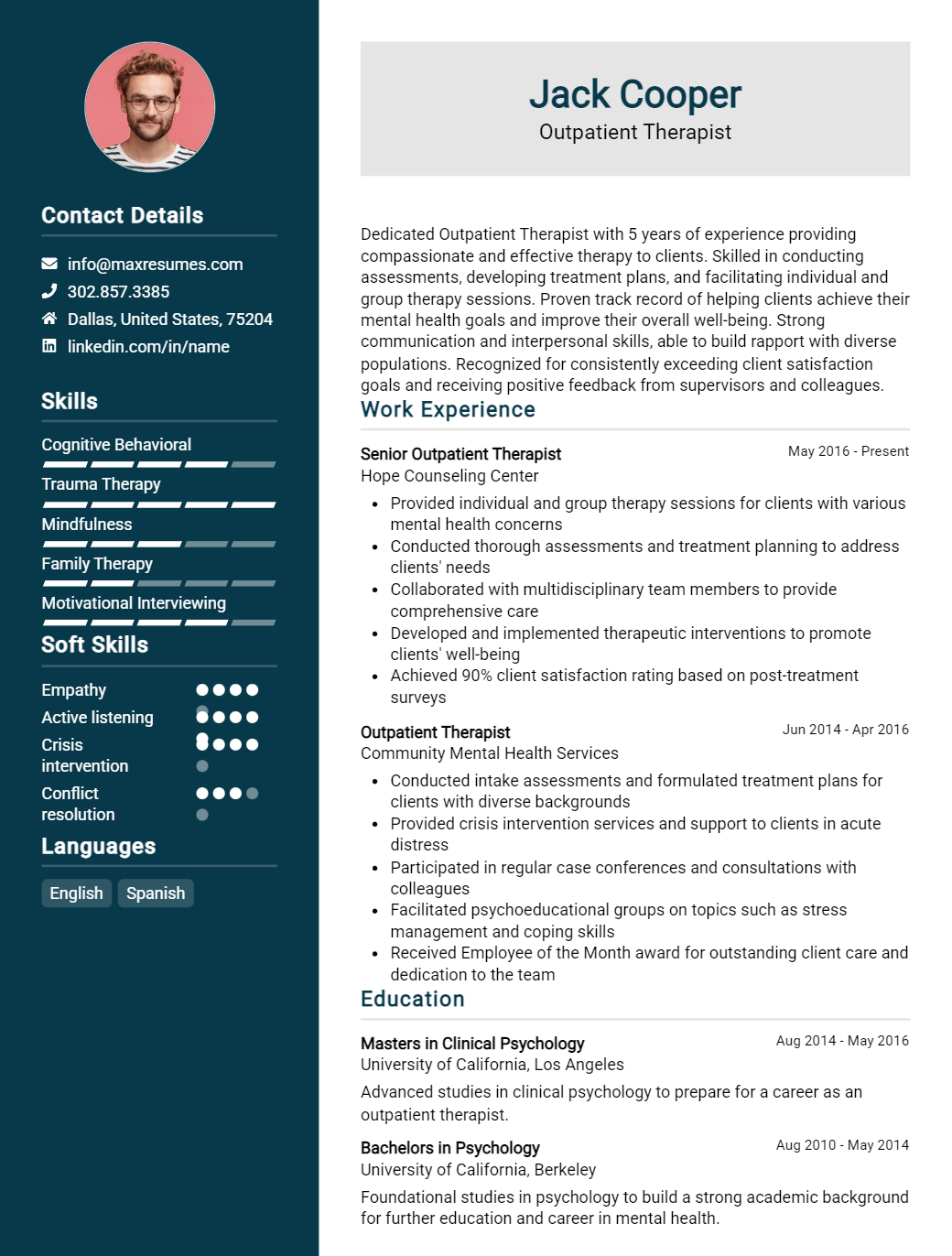 outpatient-therapist-resume-sample