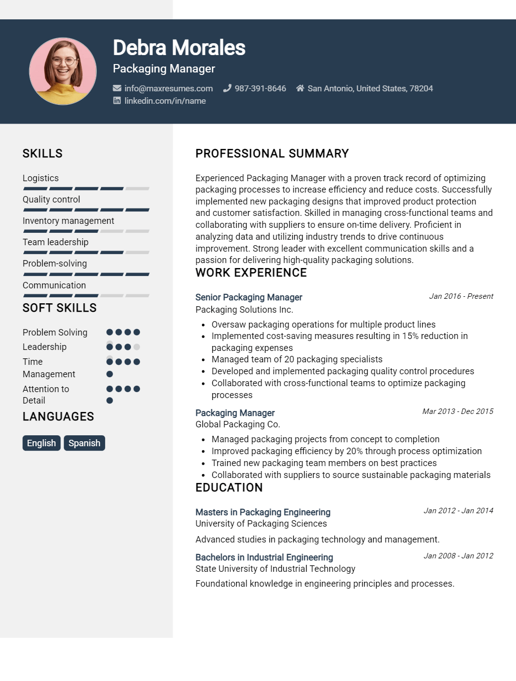 packaging-manager-resume-sample