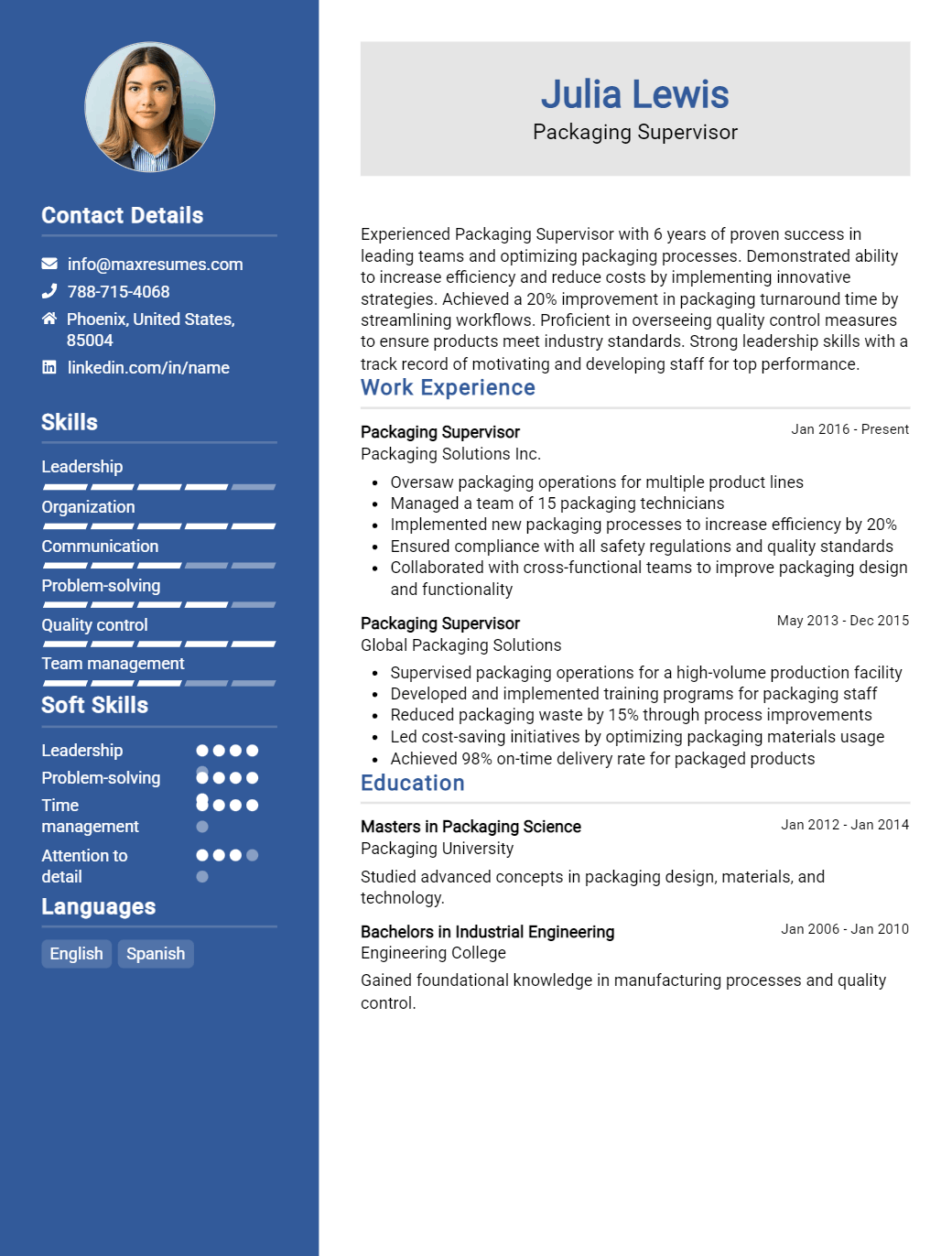 packaging-supervisor-resume-sample
