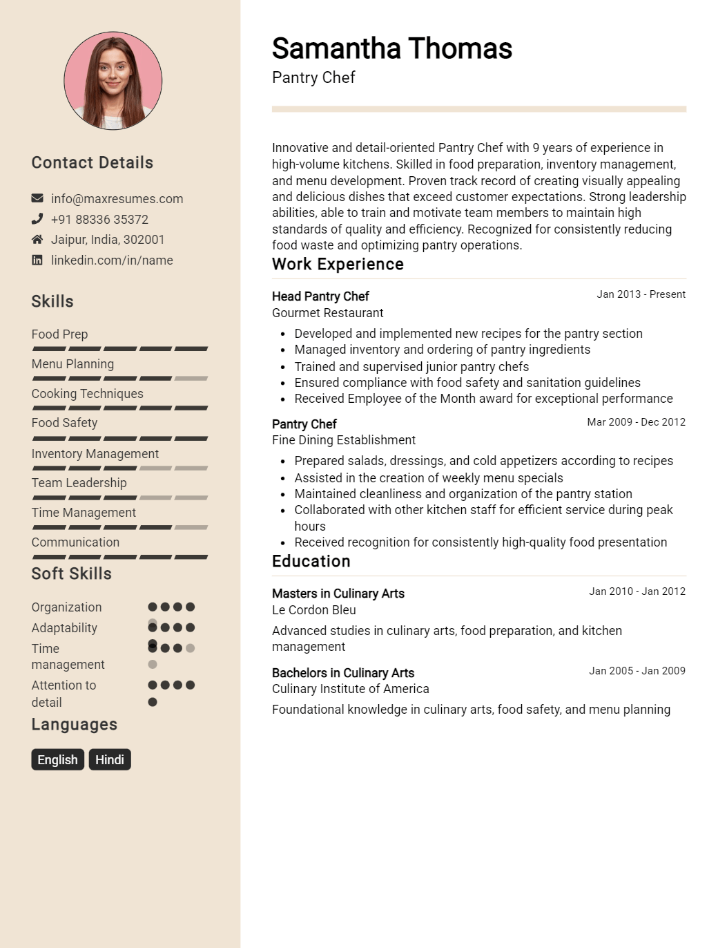 pantry-chef-resume-sample