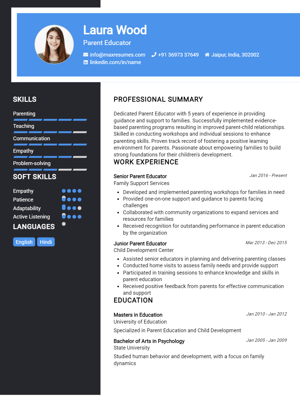 parent-educator-resume-sample