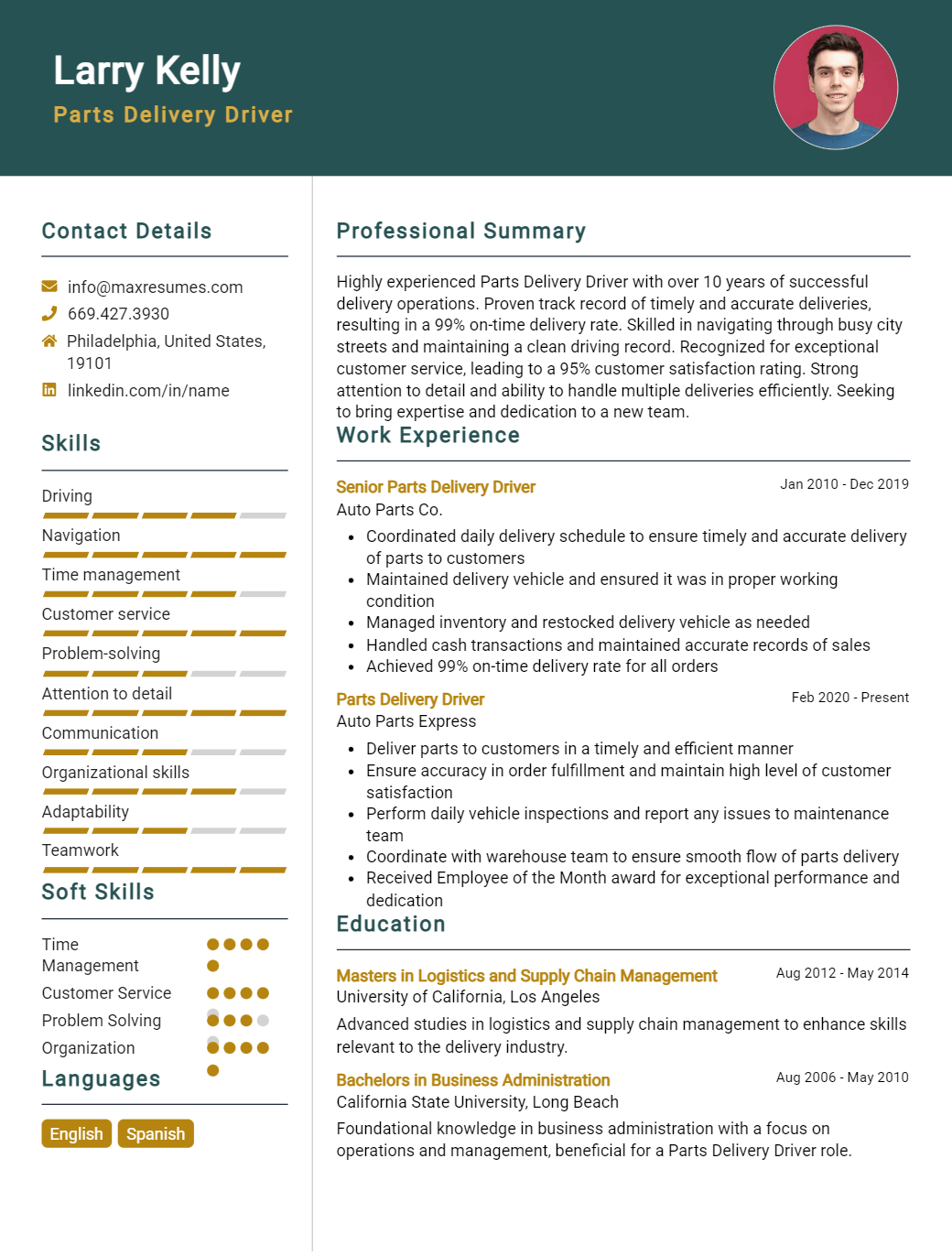 parts-delivery-driver-resume-sample