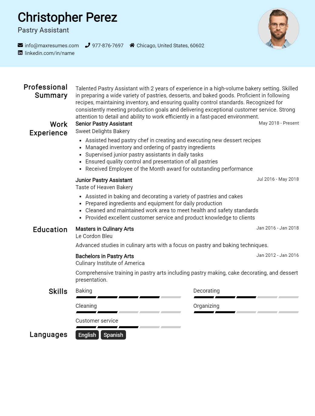pastry-assistant-resume-sample
