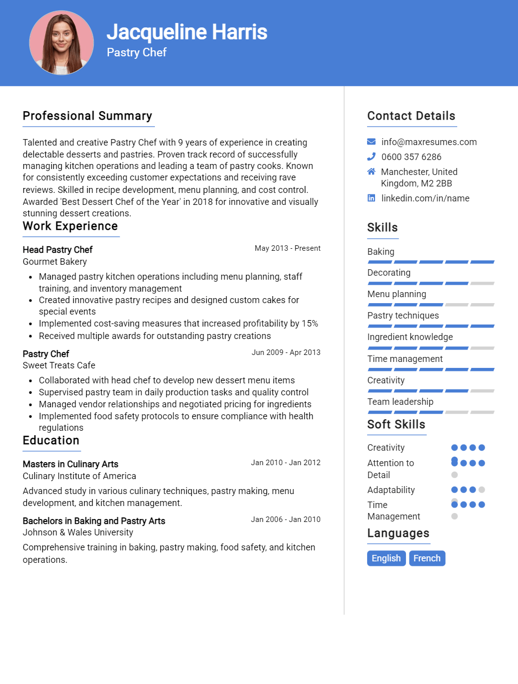 pastry-chef-resume-sample