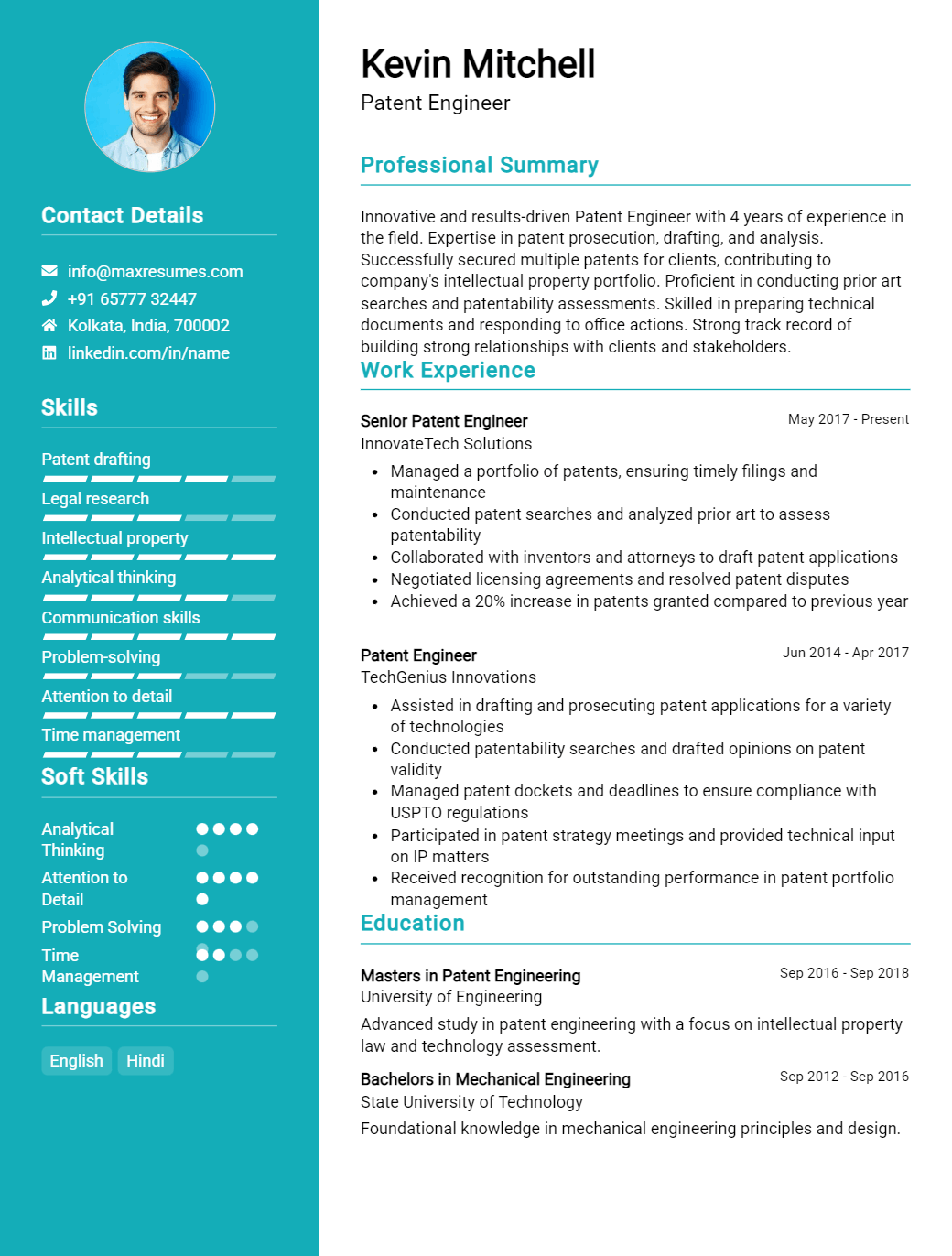 patent-engineer-resume-sample