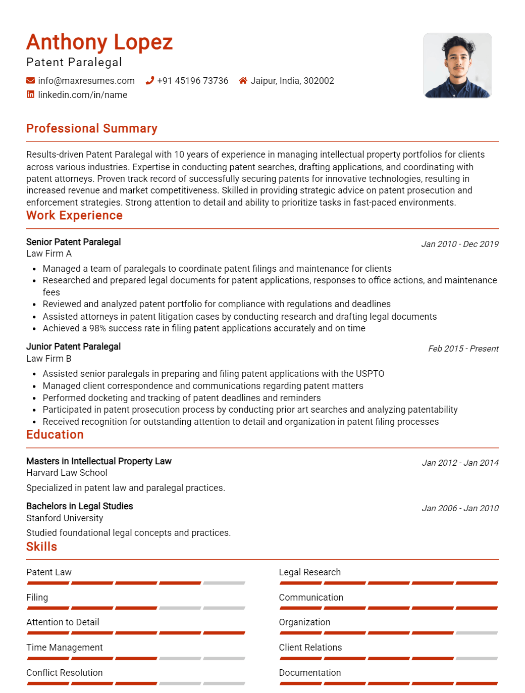 patent-paralegal-resume-sample