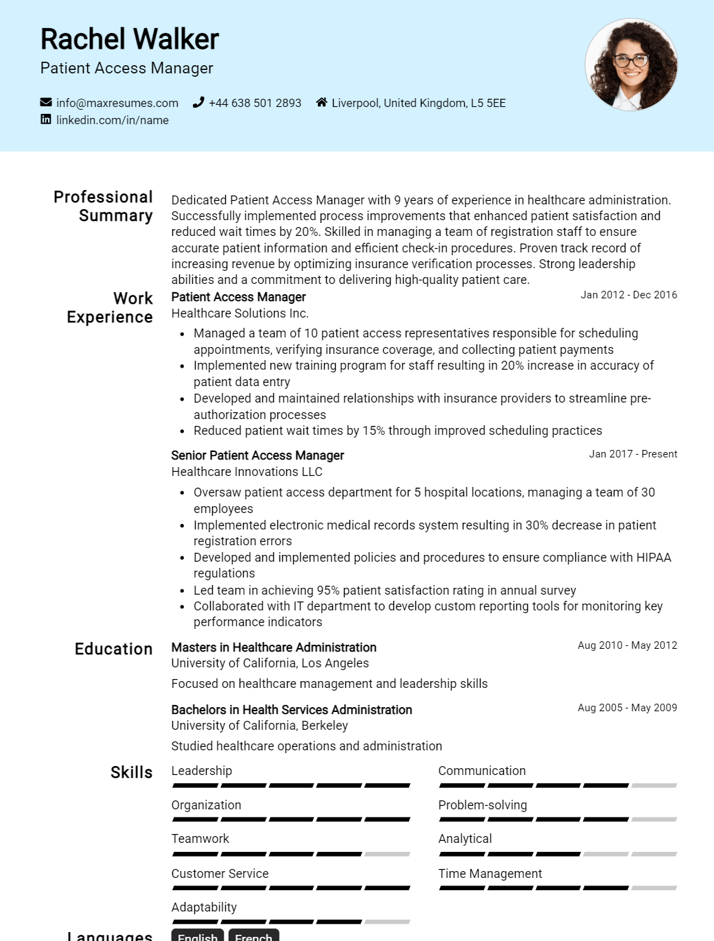 patient-access-manager-resume-sample
