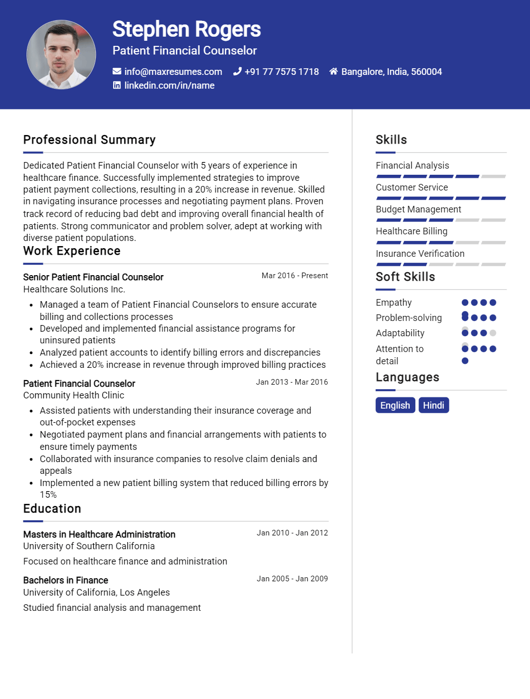 patient-financial-counselor-resume-sample