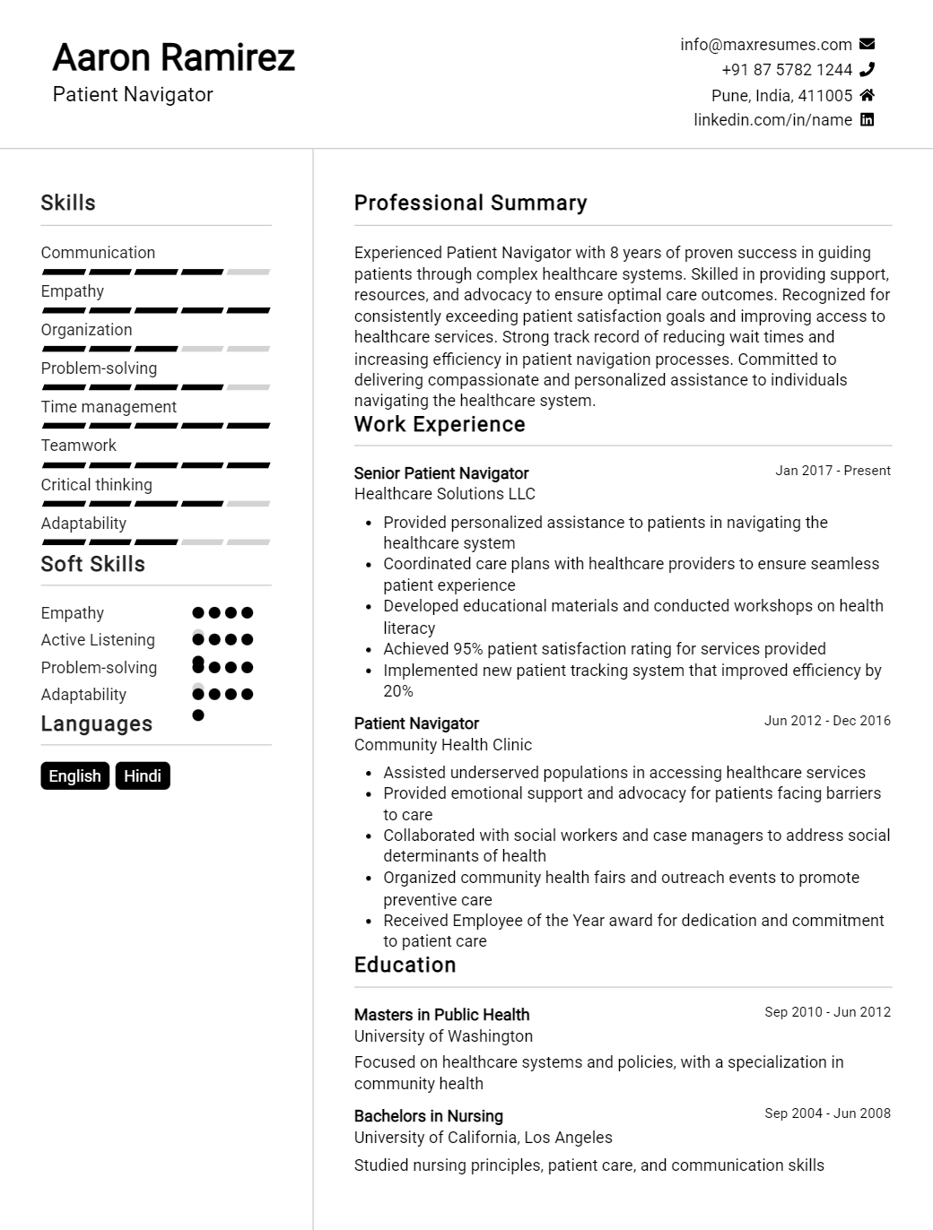 patient-navigator-resume-sample