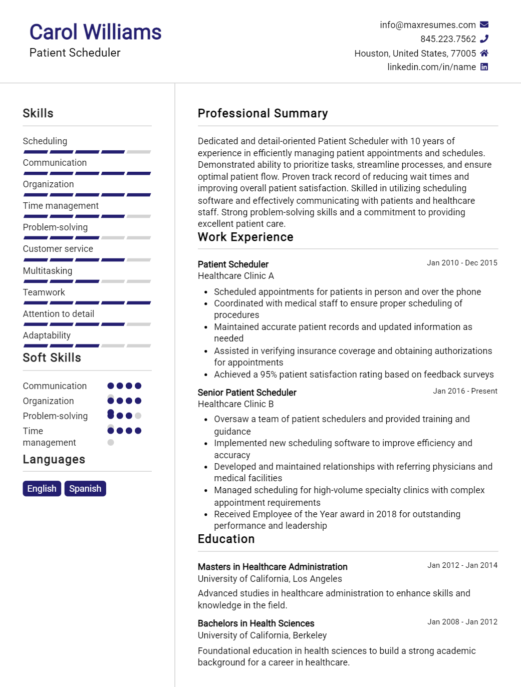 patient-scheduler-resume-sample