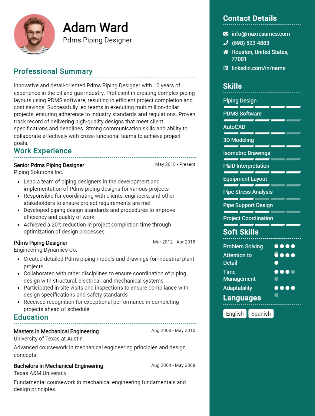 pdms-piping-designer-resume-sample