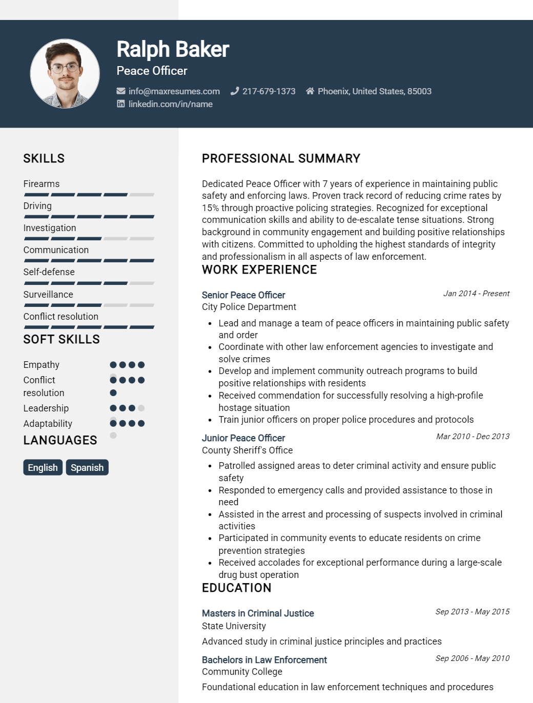 peace-officer-resume-sample
