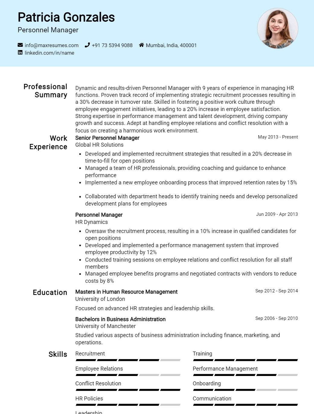 personnel-manager-resume-sample