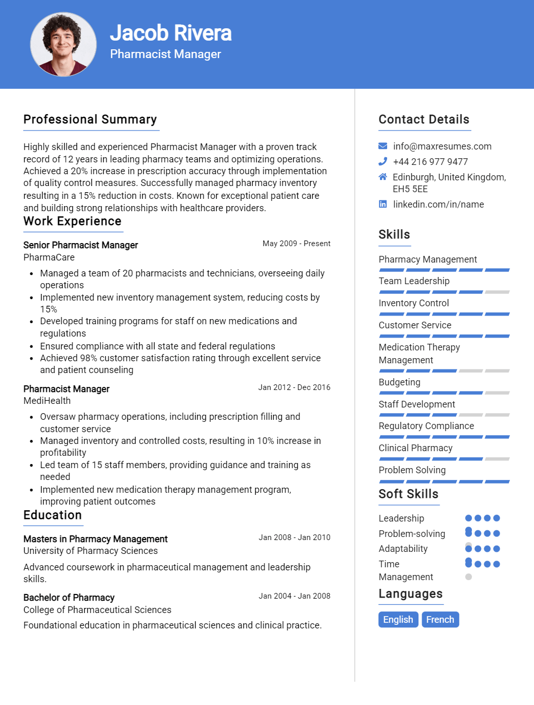 pharmacist-manager-resume-sample