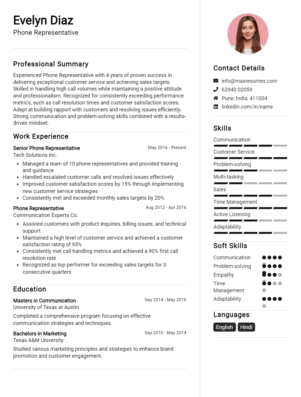 phone-representative-resume-sample