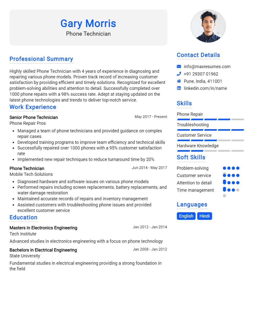 phone-technician-resume-sample