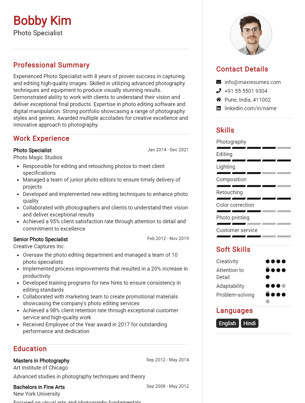 photo-specialist-resume-sample