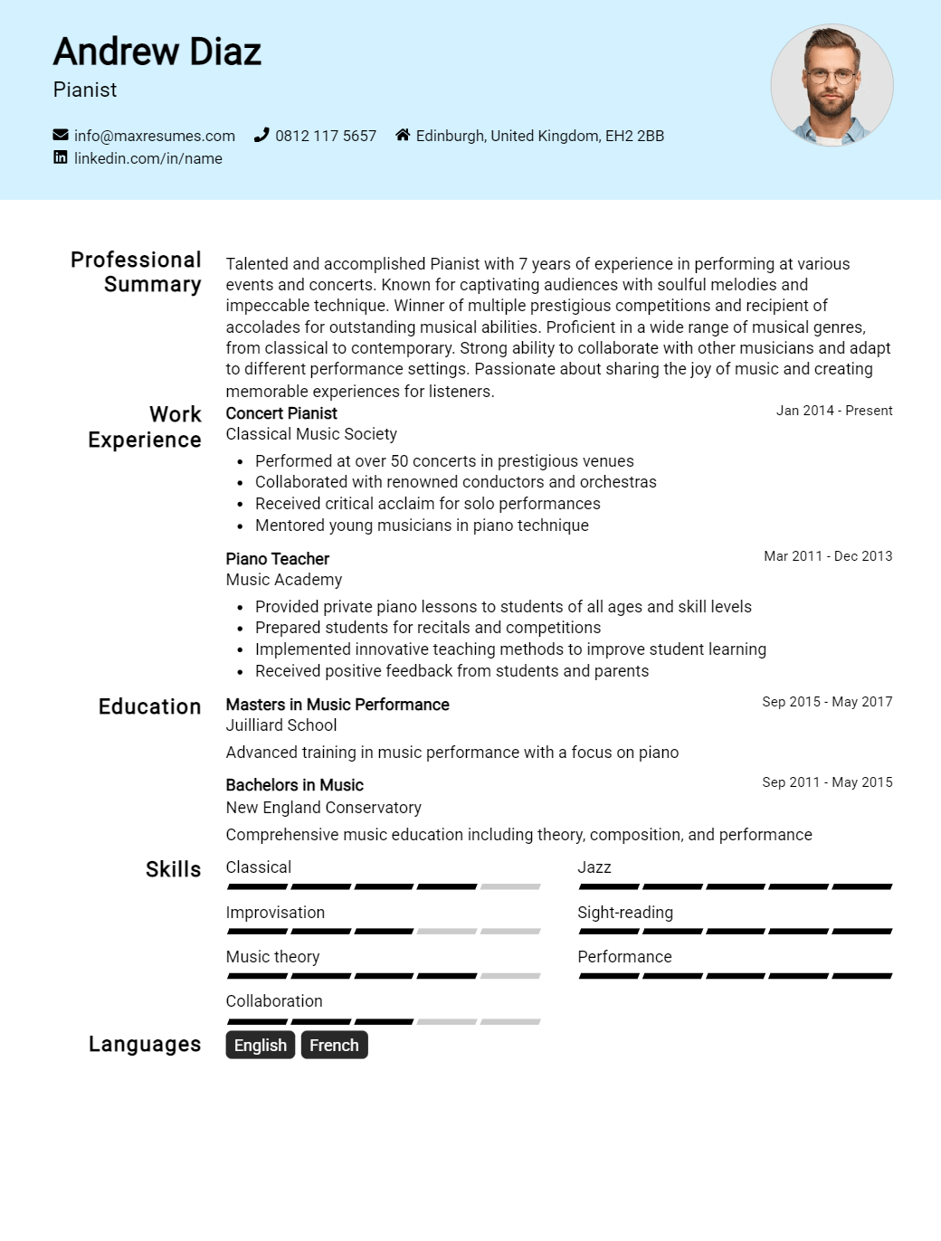 pianist-resume-sample