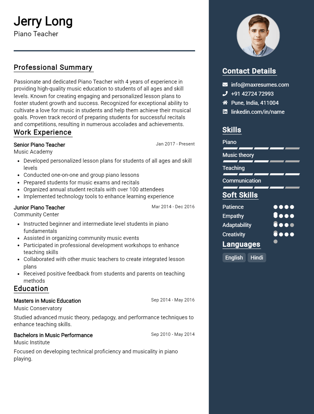 piano-teacher-resume-sample