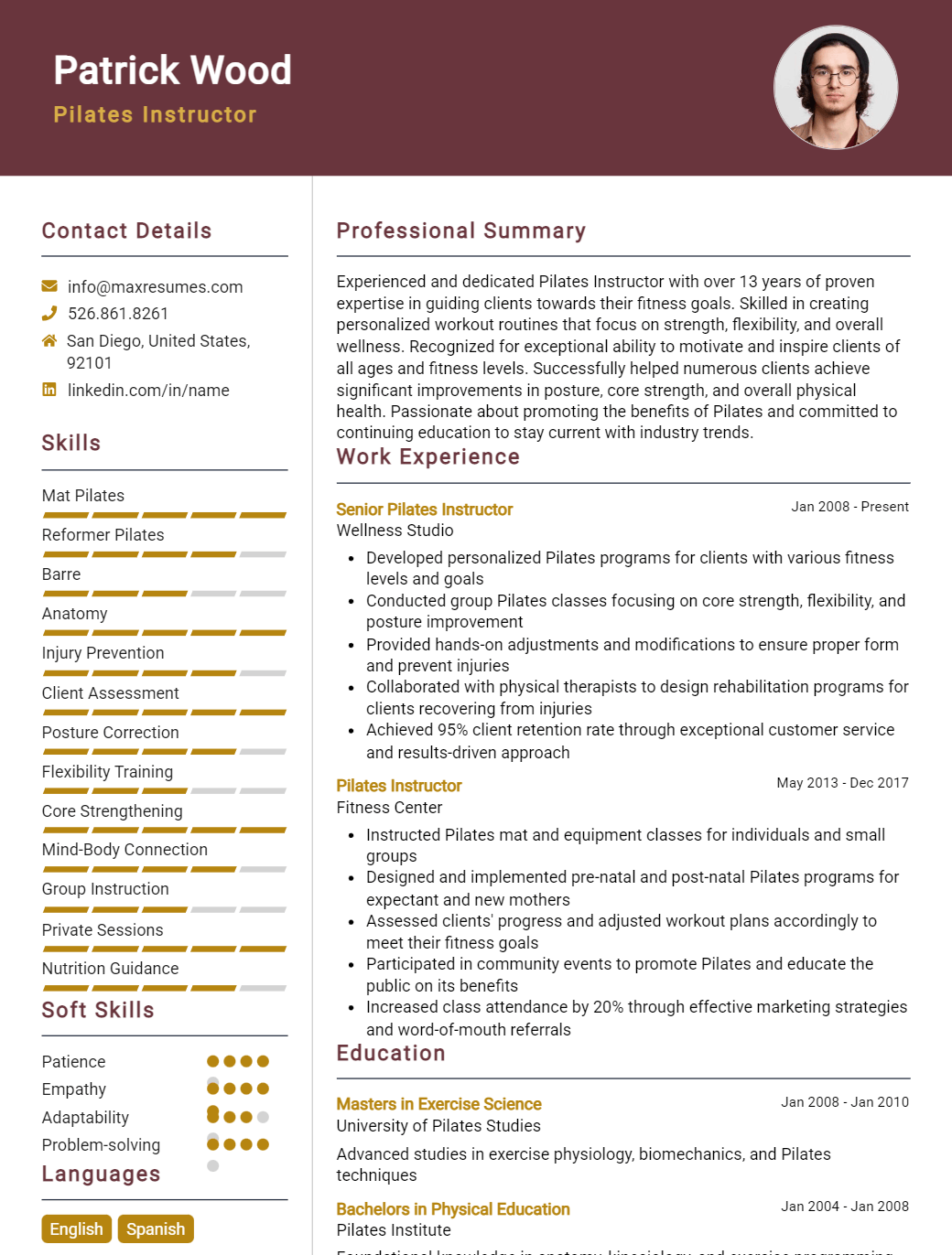 pilates-instructor-resume-sample