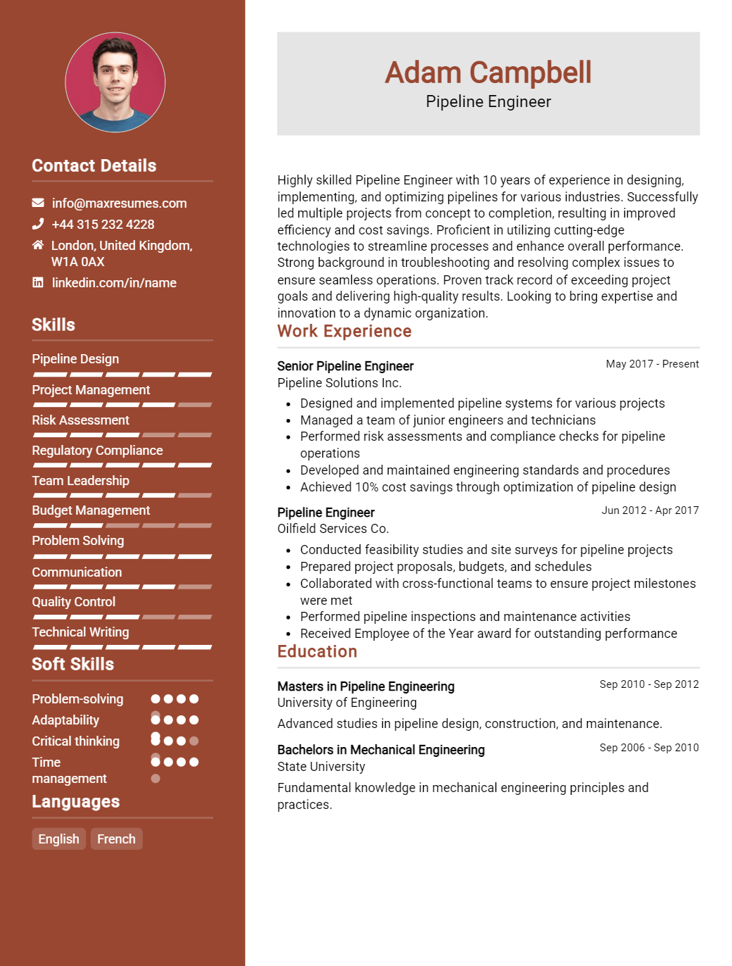pipeline-engineer-resume-sample