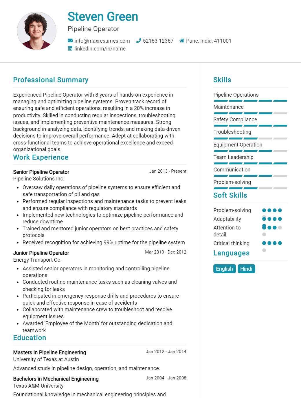 pipeline-operator-resume-sample