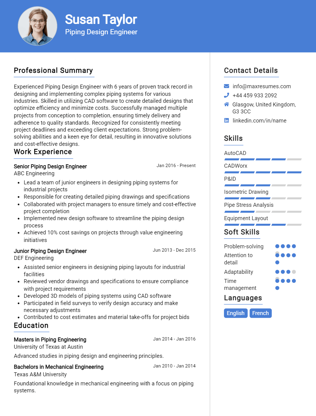 piping-design-engineer-resume-sample