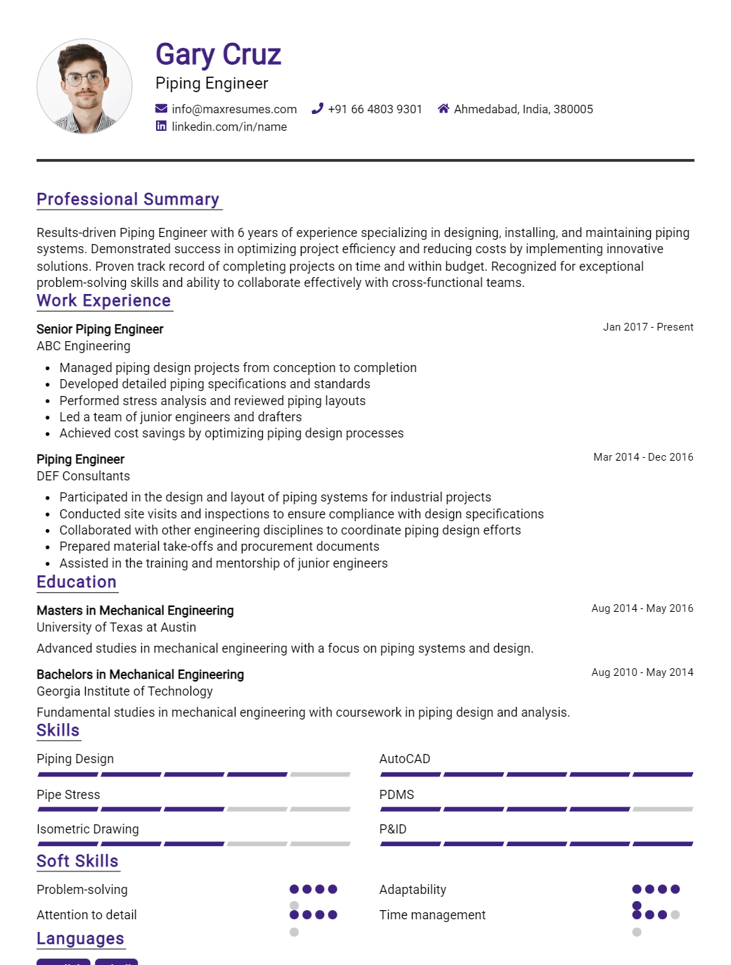 piping-engineer-resume-sample