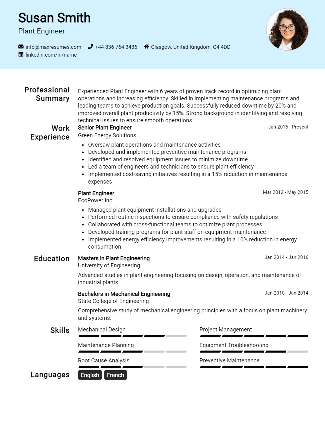 plant-engineer-resume-sample