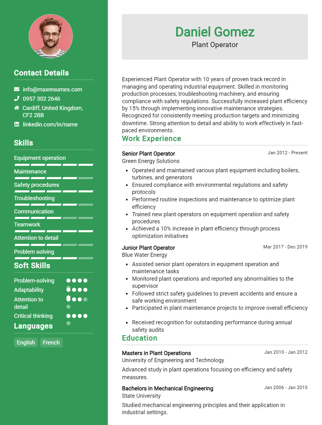 plant-operator-resume-sample