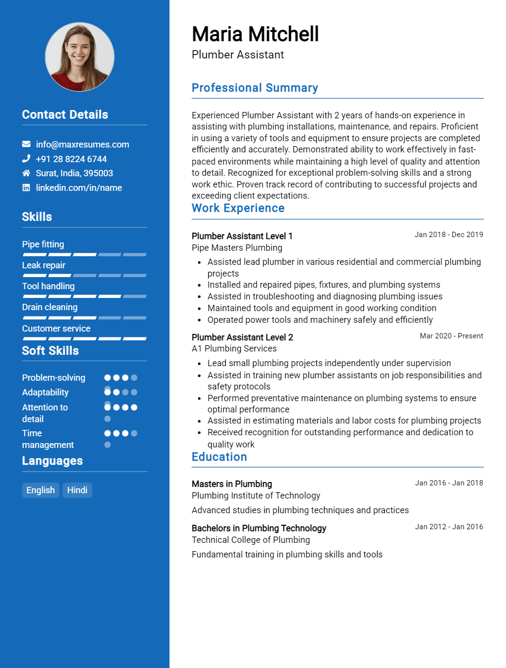 plumber-assistant-resume-sample