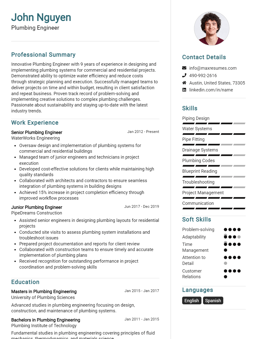 plumbing-engineer-resume-sample