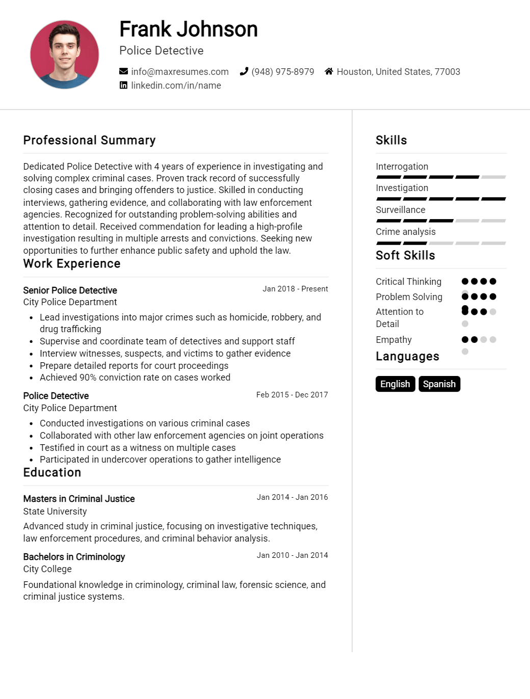 police-detective-resume-sample