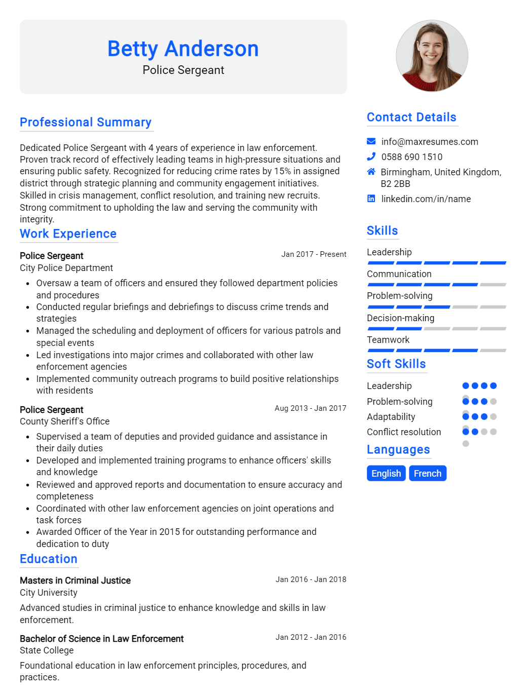 police-sergeant-resume-sample