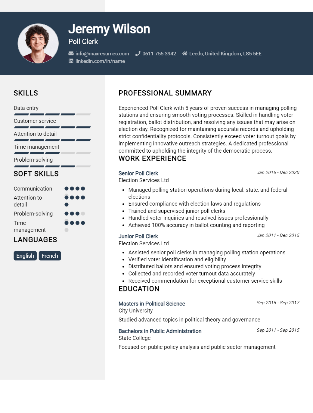 poll-clerk-resume-sample