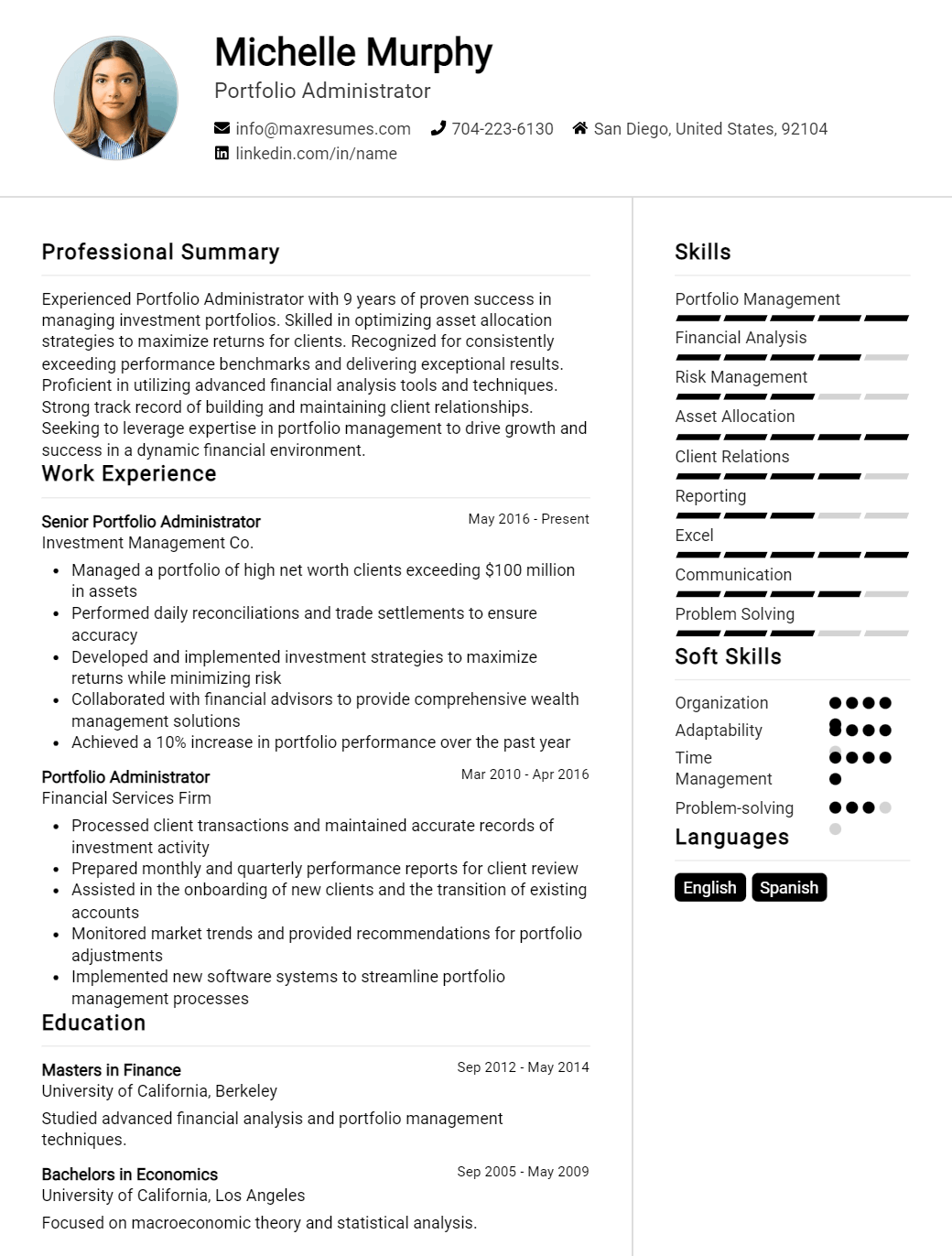 portfolio-administrator-resume-sample