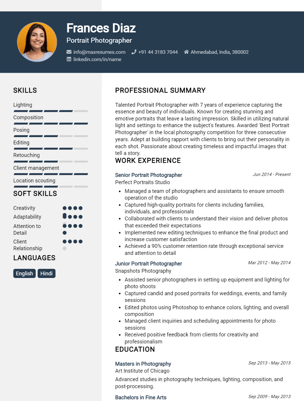portrait-photographer-resume-sample