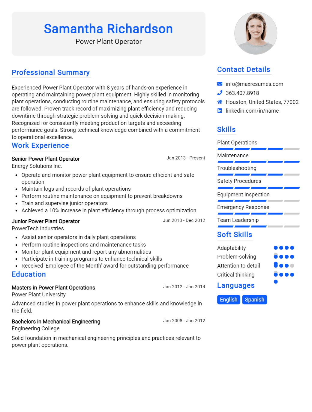 power-plant-operator-resume-sample