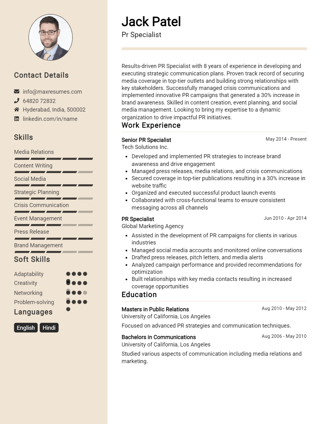 pr-specialist-resume-sample