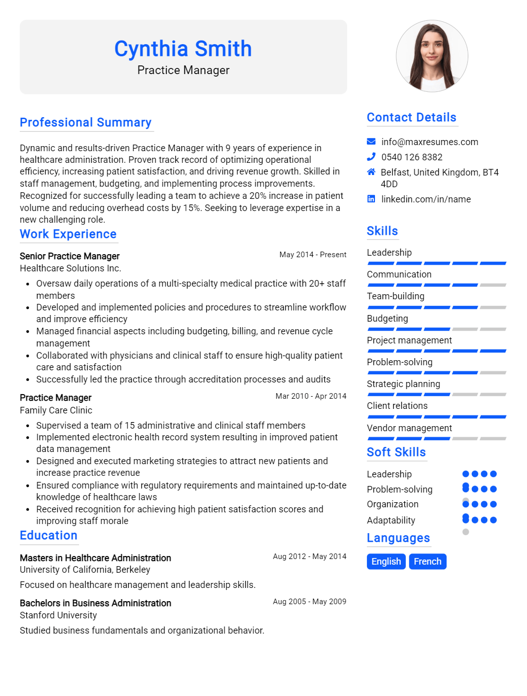 practice-manager-resume-sample