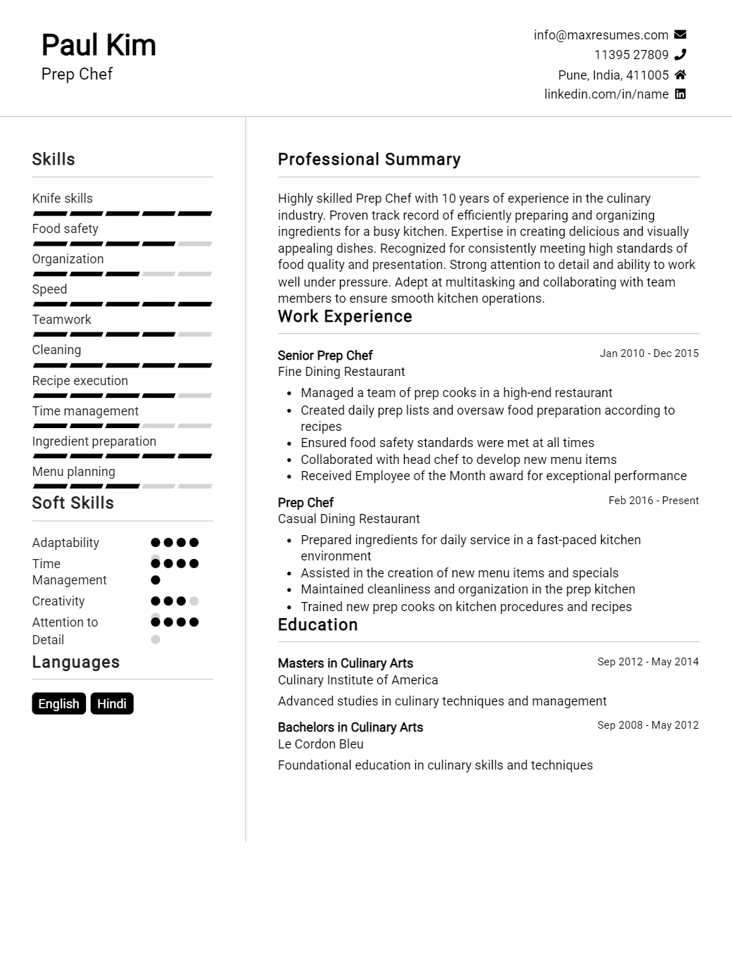 prep-chef-resume-sample