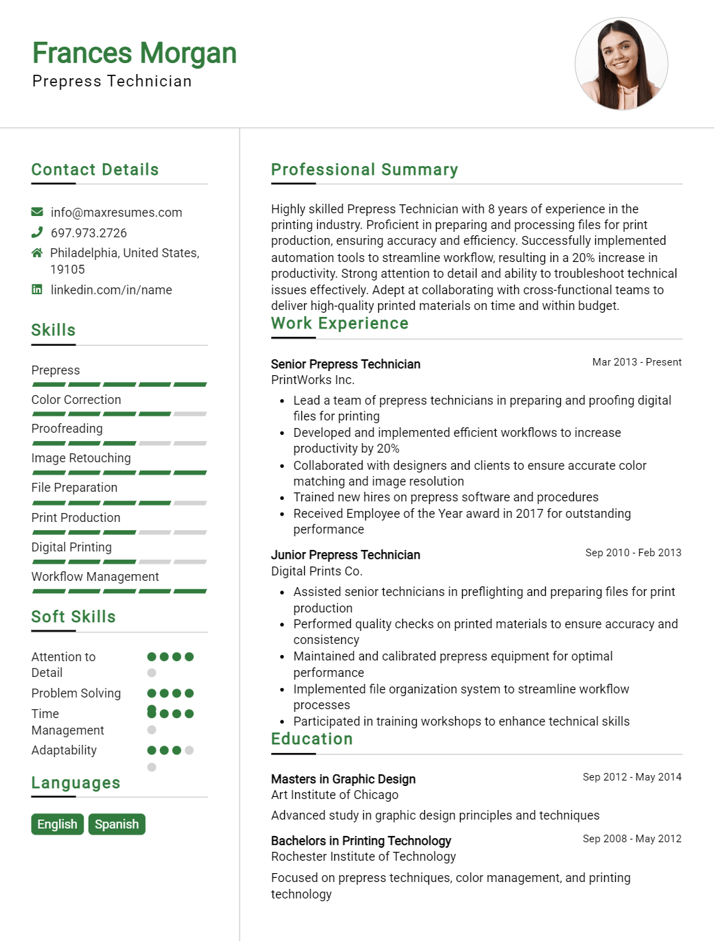 prepress-technician-resume-sample