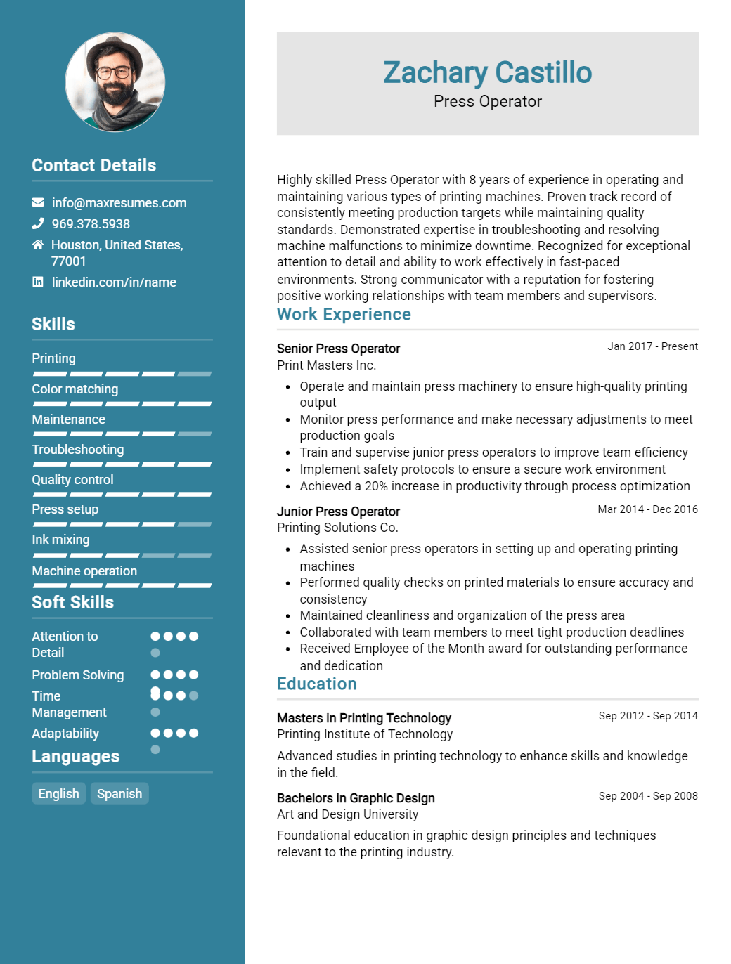 press-operator-resume-sample
