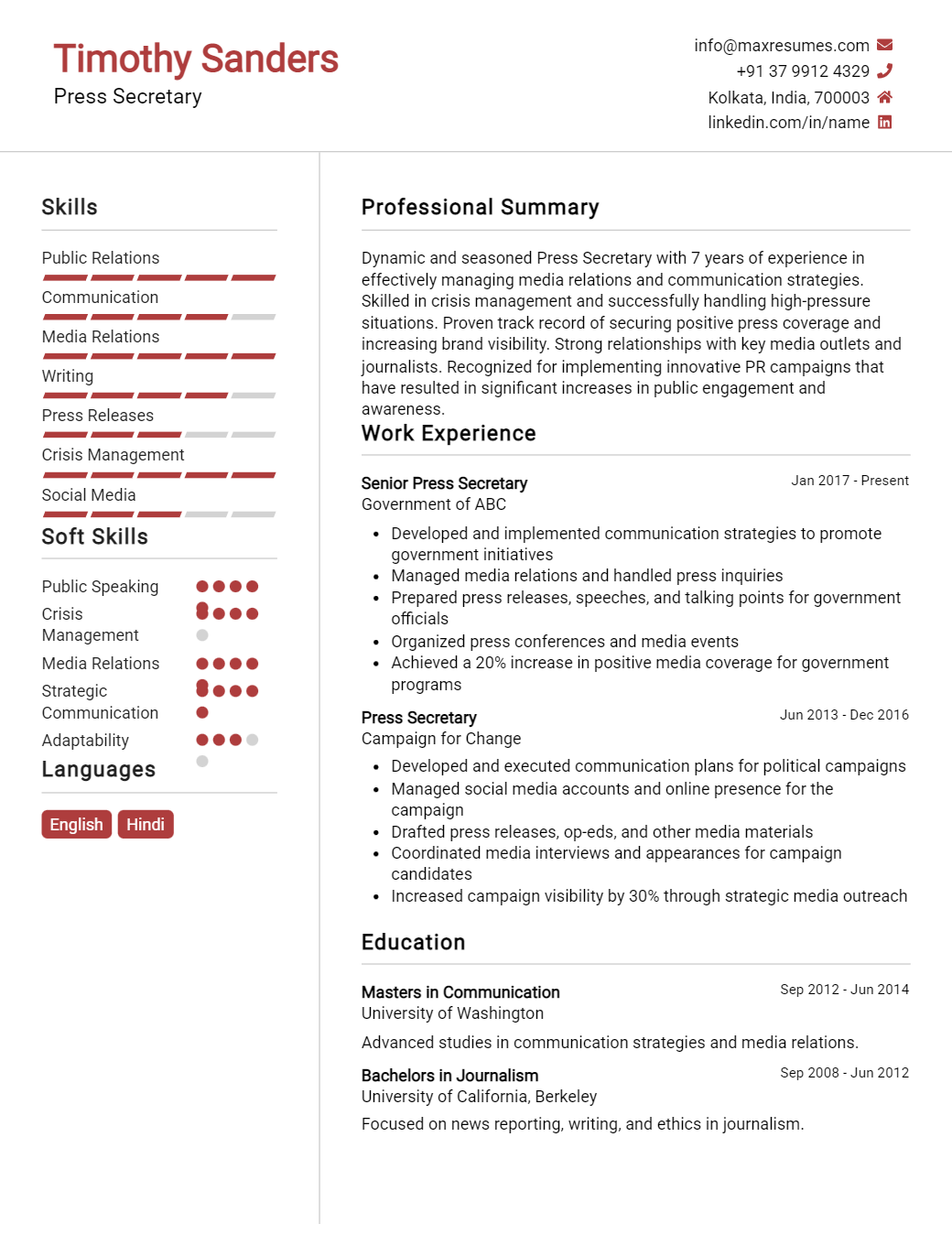 press-secretary-resume-sample