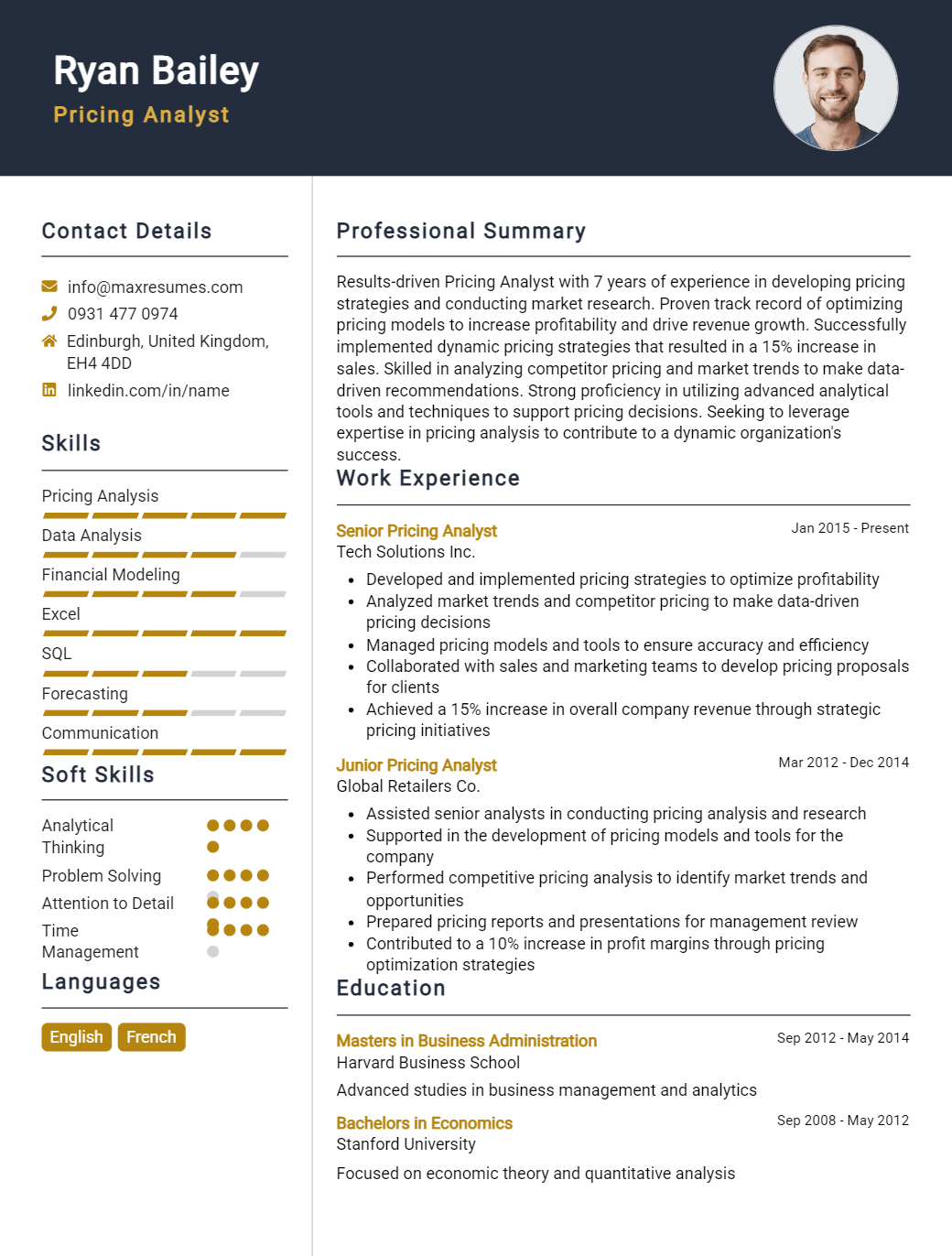 pricing-analyst-resume-sample
